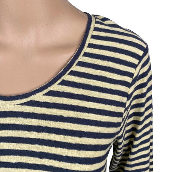 Cut Loose Yellow Gray Striped Cotton Linen Tunic Top Women's M - Picture 2 of 6